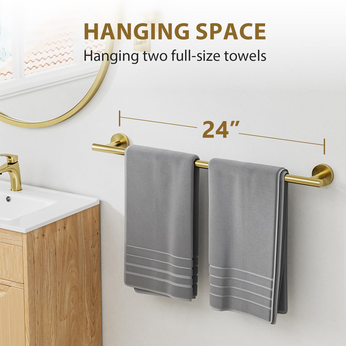 Brushed gold finish complements modern bathroom decor and style