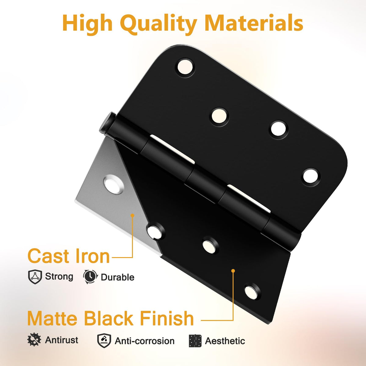 Luxbaro heavy-duty exterior hinges supporting up to 60 lbs for front and back doors.