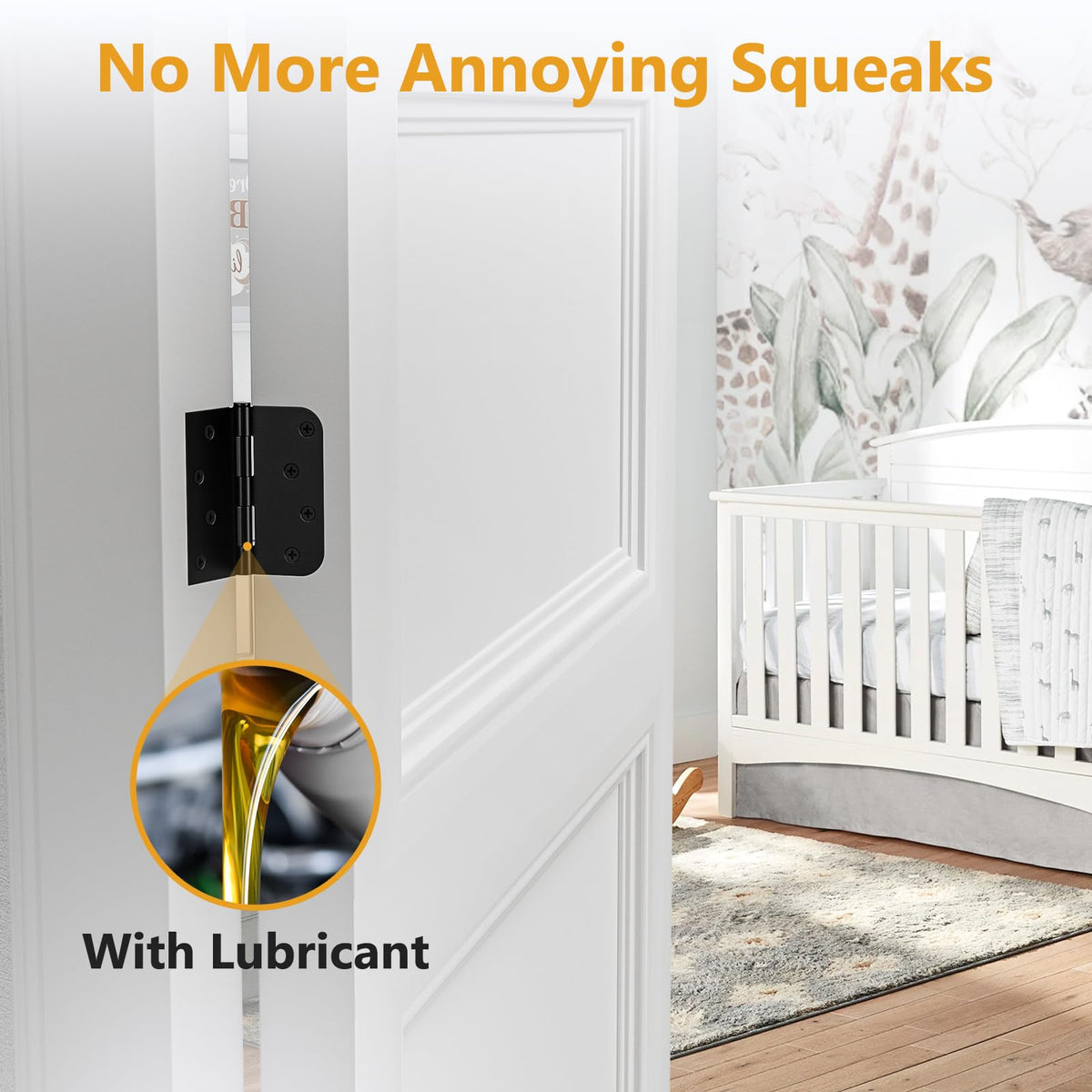 Luxbaro pre-lubricated pin for quiet, smooth door operation with no squeaks.
