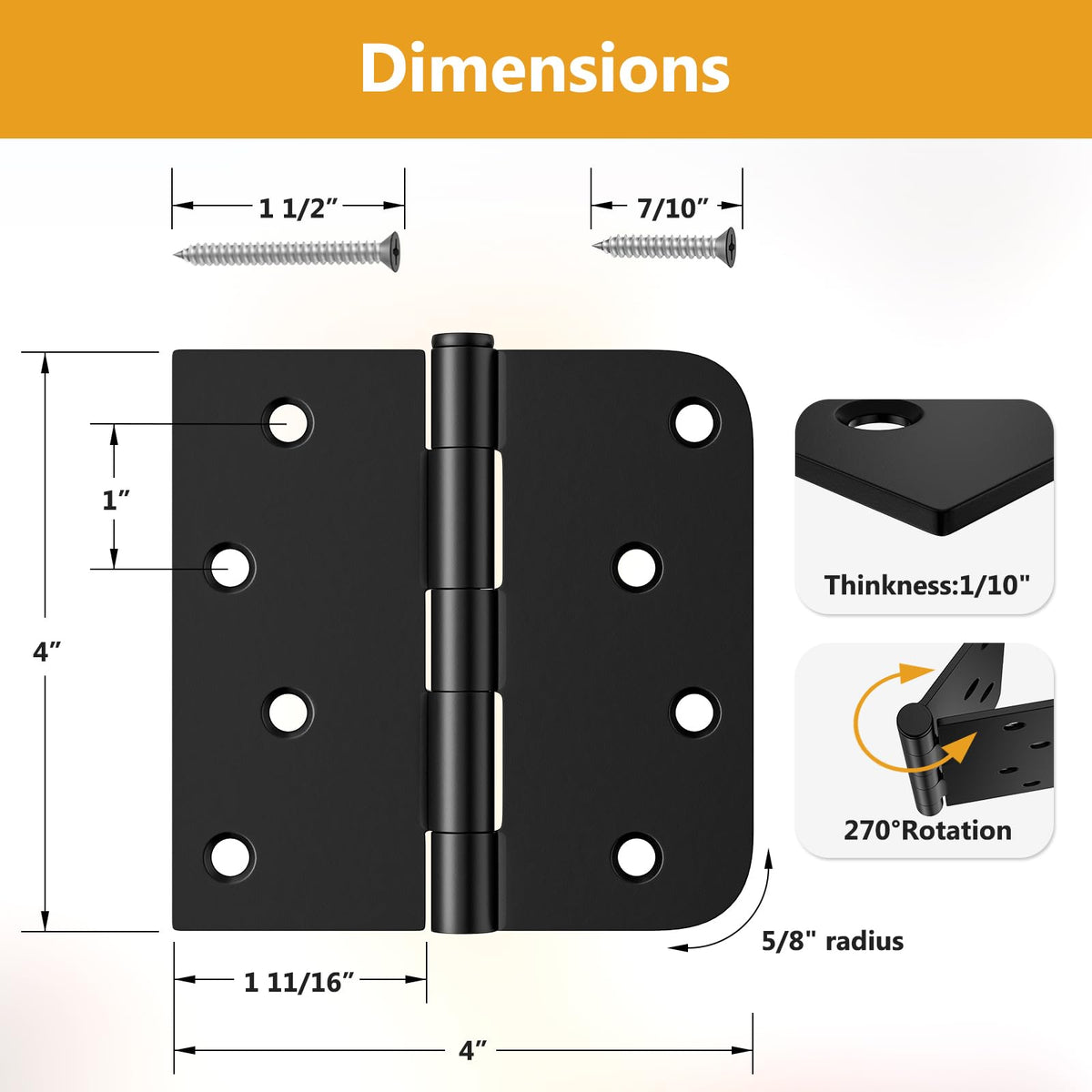 Luxbaro removable hinge pin feature enabling easy left-right door mounting.