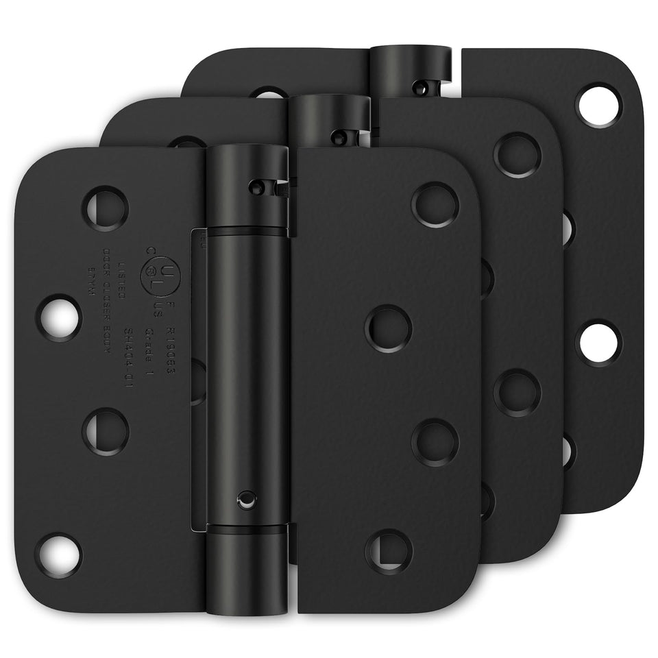 Luxbaro self-closing hinges 4-inch matte black for quieter door closure.