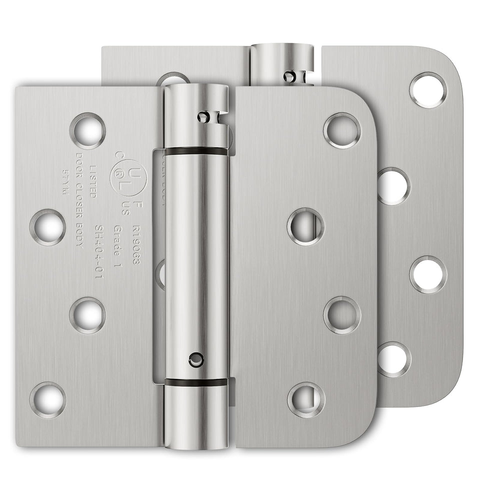 Luxbaro self-closing hinges, 4-inch square-radius for smooth door closure.