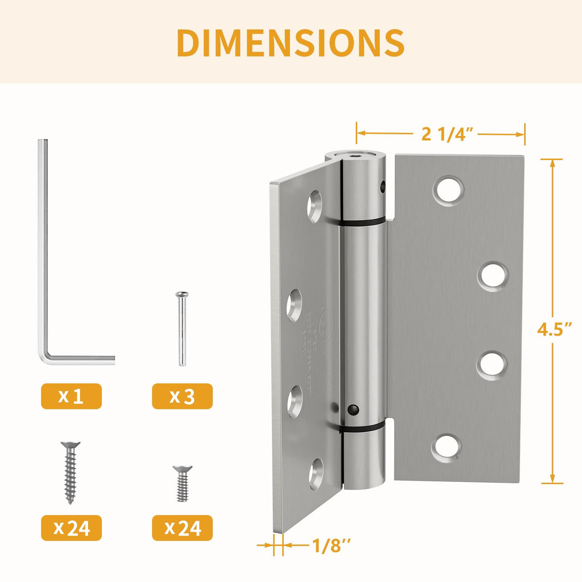 Luxbaro self-closing hinges side view highlighting compact profile and universal fit.