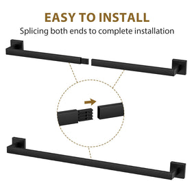 Towel bar shown with a 3-inch gap from the wall for air flow.
