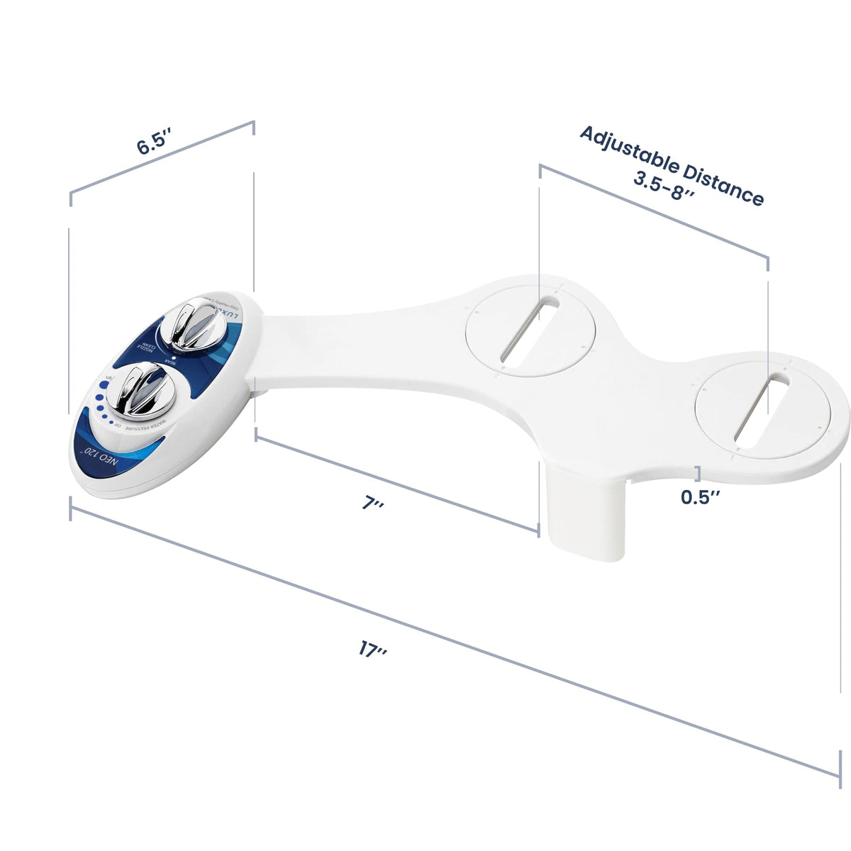 LUXE Bidet NEO 120 blue accent complements modern bathroom design