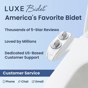 LUXE Bidet NEO 120 Plus chrome finish option showcased for modern bathrooms.