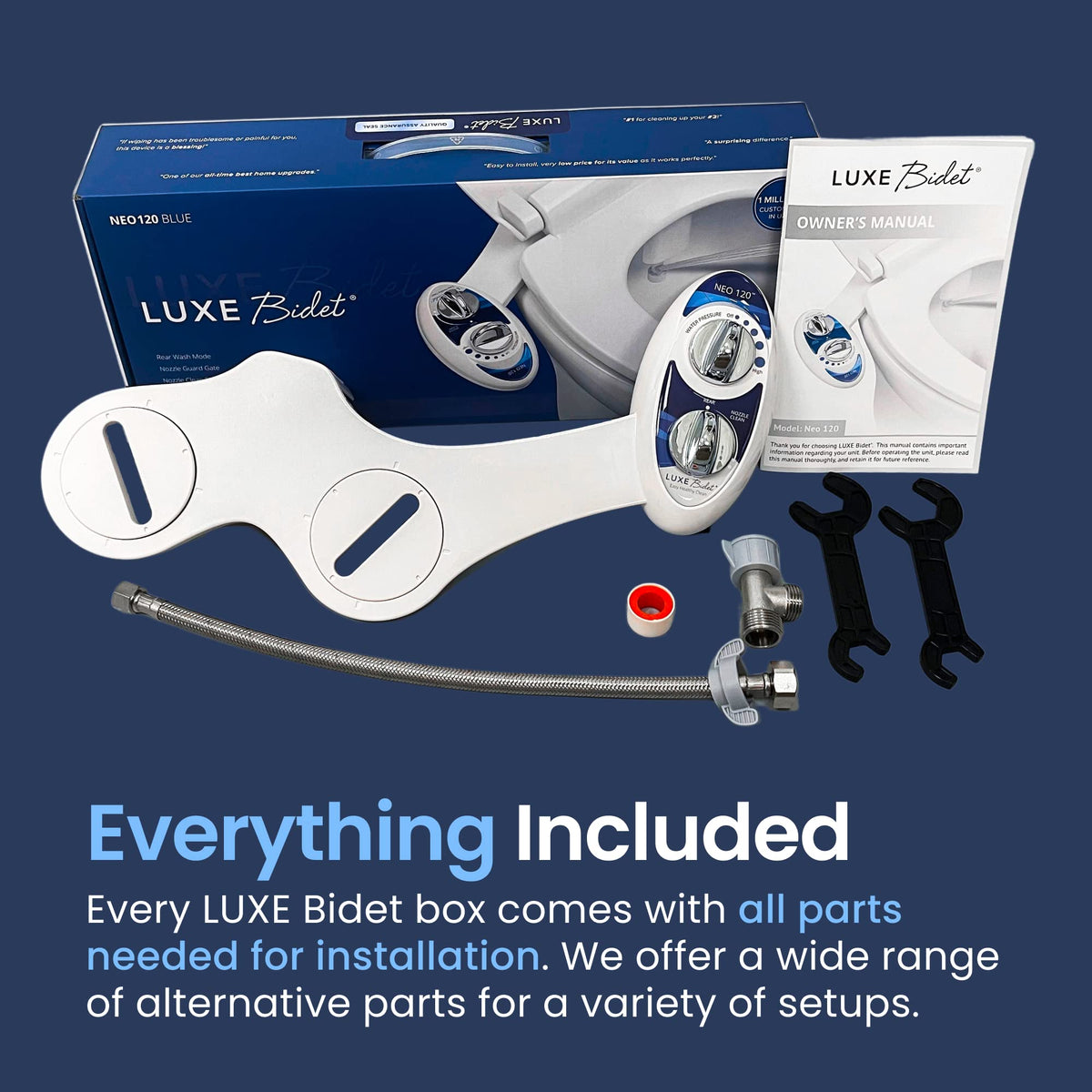 LUXE Bidet NEO 120 rear wash demonstrates adjustable pressure for a comfortable cleanse