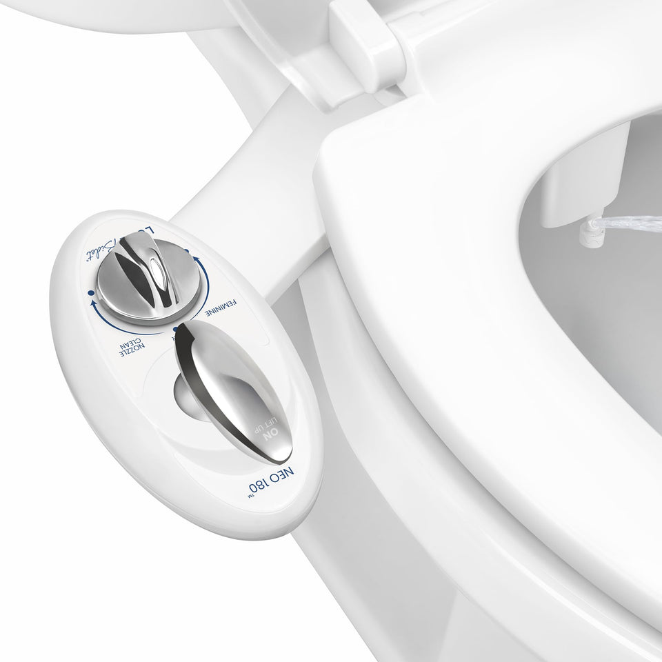 LUXE Bidet NEO 180 dual nozzle for precise rear wash and enhanced cleanliness.