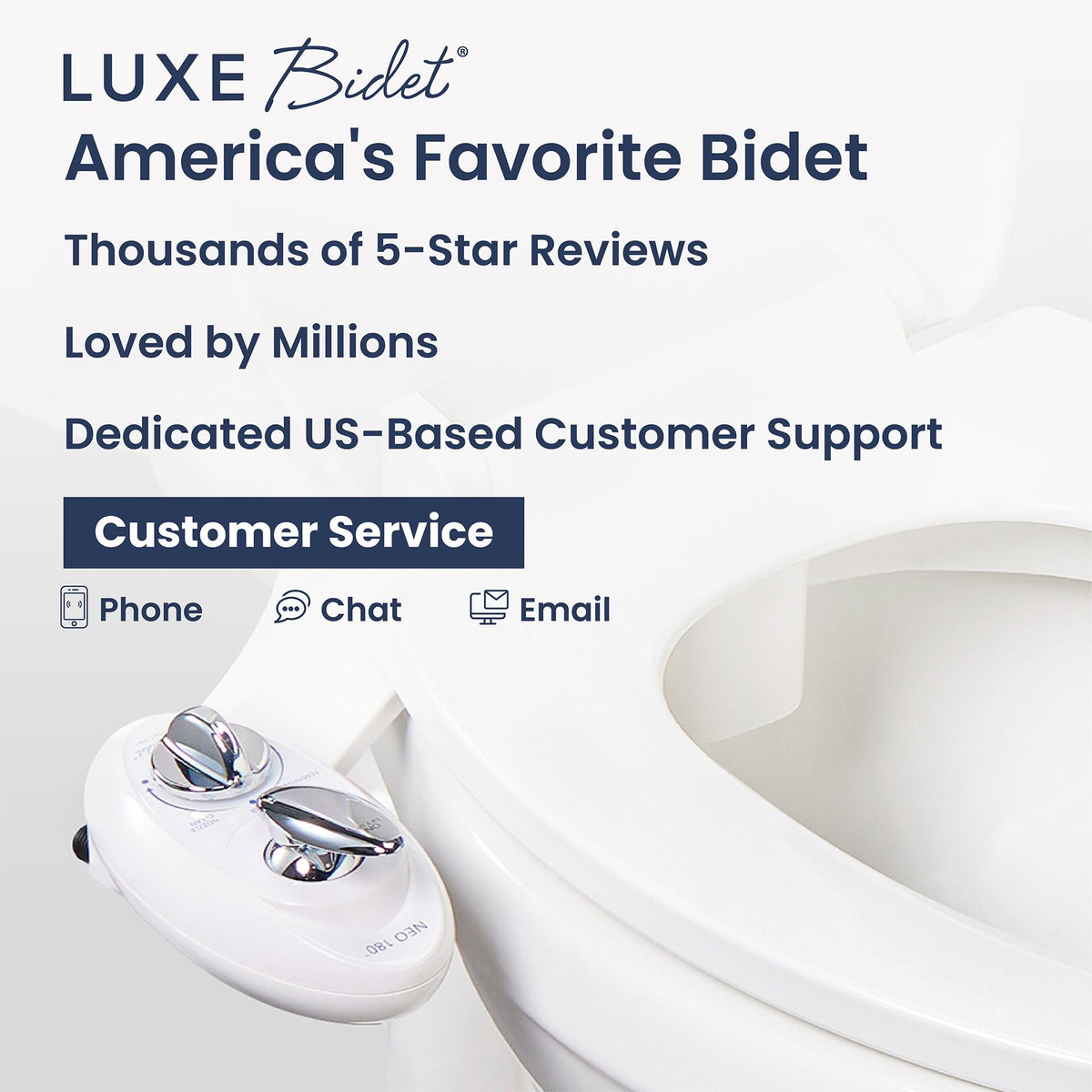 LUXE Bidet NEO 180 feminine wash supports front cleansing needs.