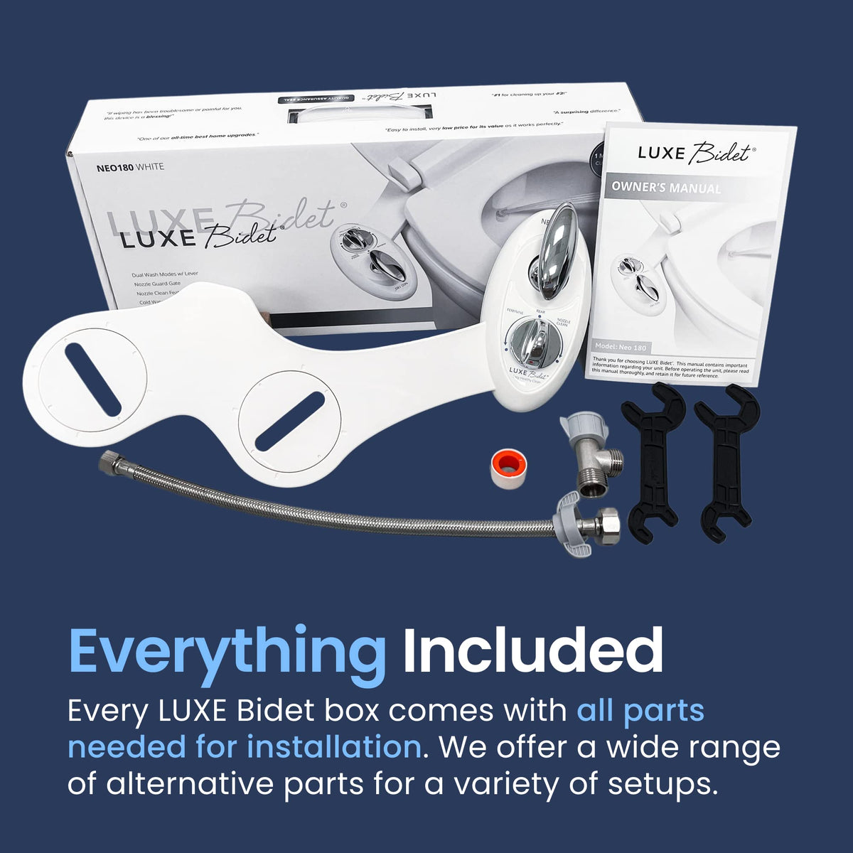 LUXE Bidet NEO 180 self-cleaning nozzles promote sanitary use every time.