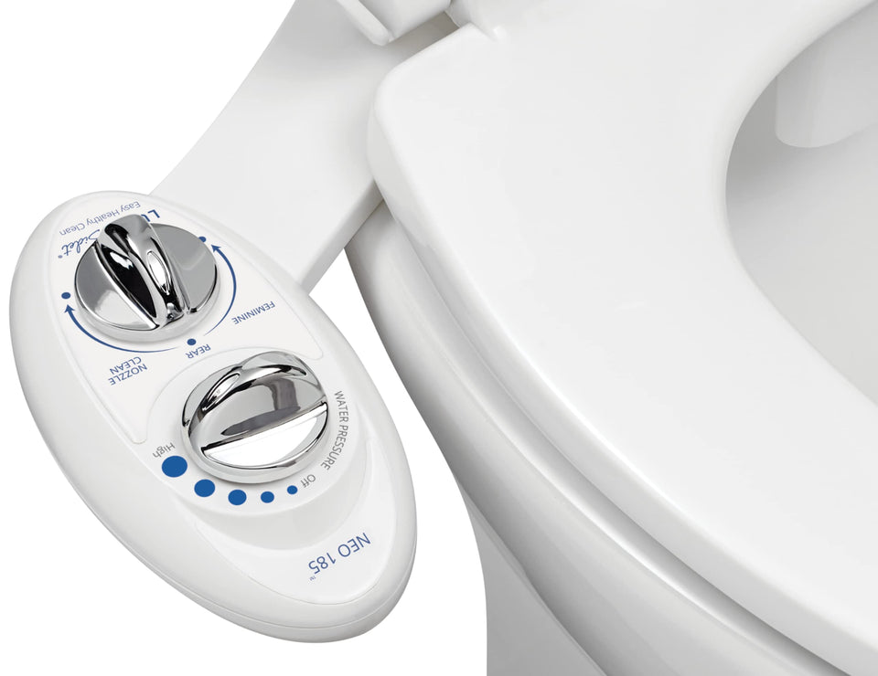 LUXE Bidet NEO 185 dual nozzle for rear and feminine washes.