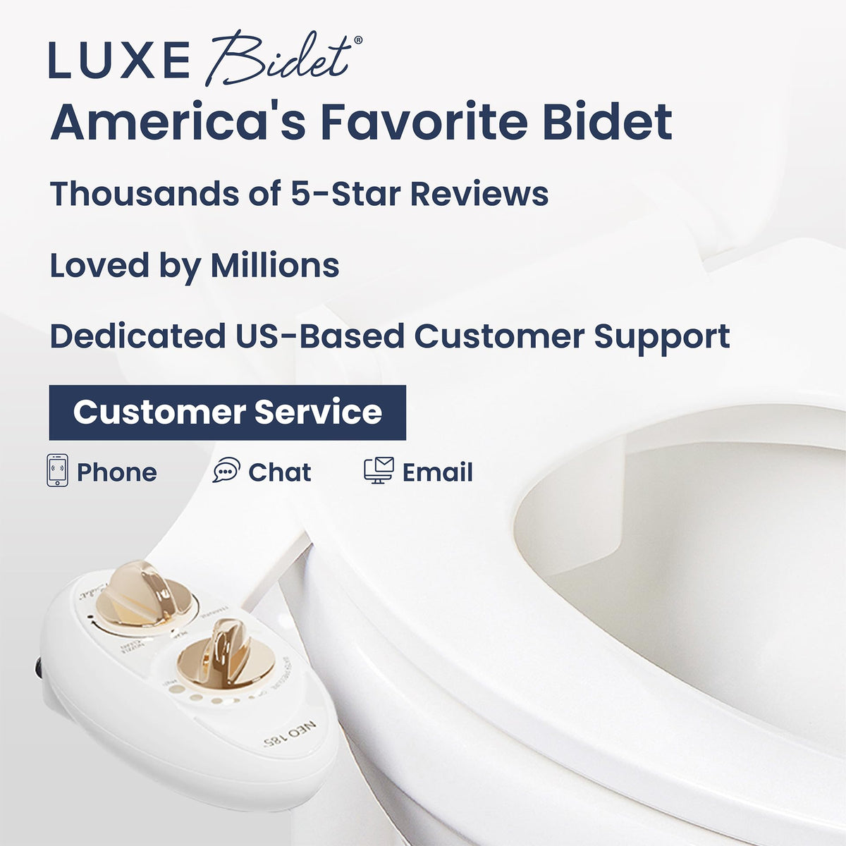 LUXE Bidet NEO 185 metal-ceramic cores for durable performance.