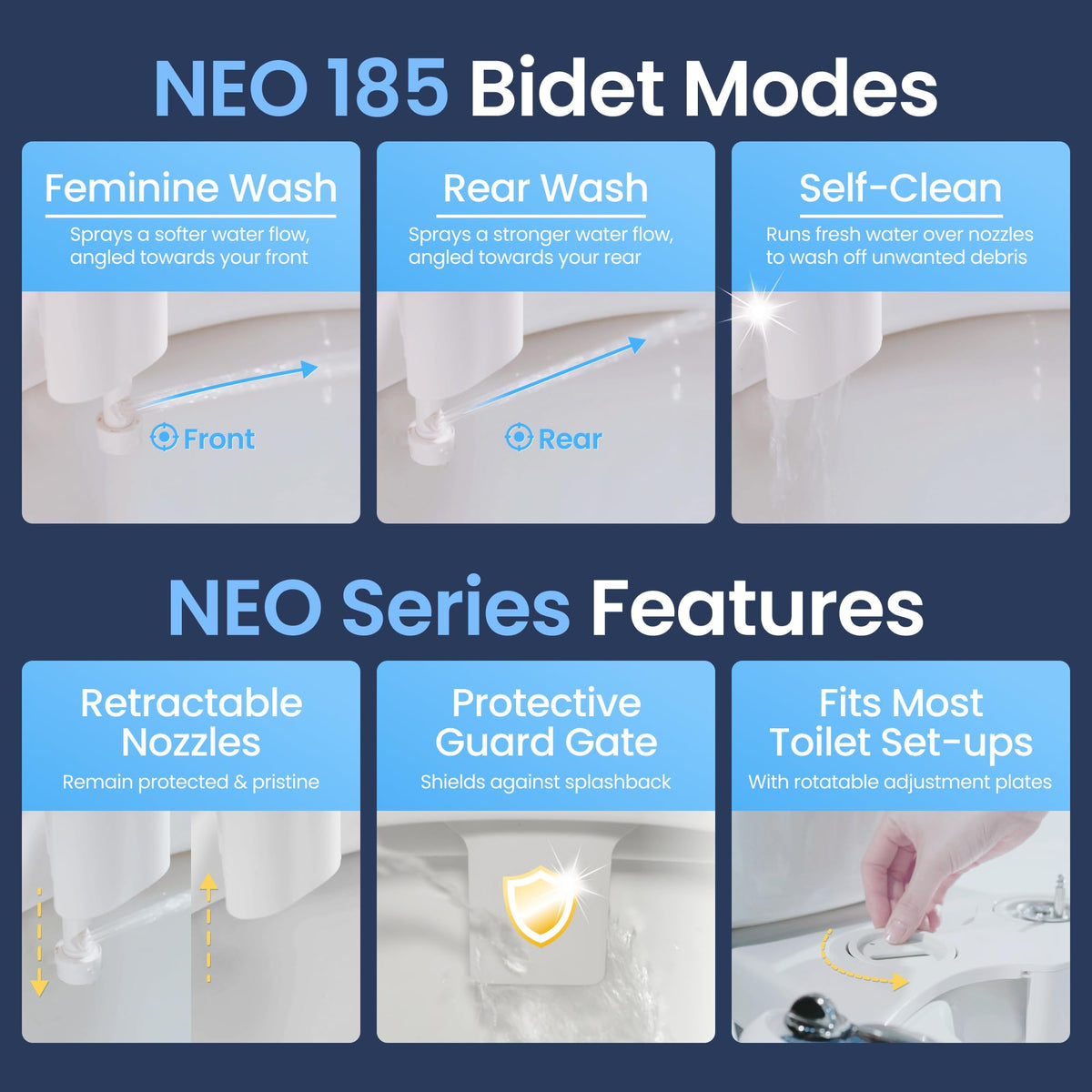 LUXE Bidet NEO 185 non-electric design for simple bathroom upgrade.