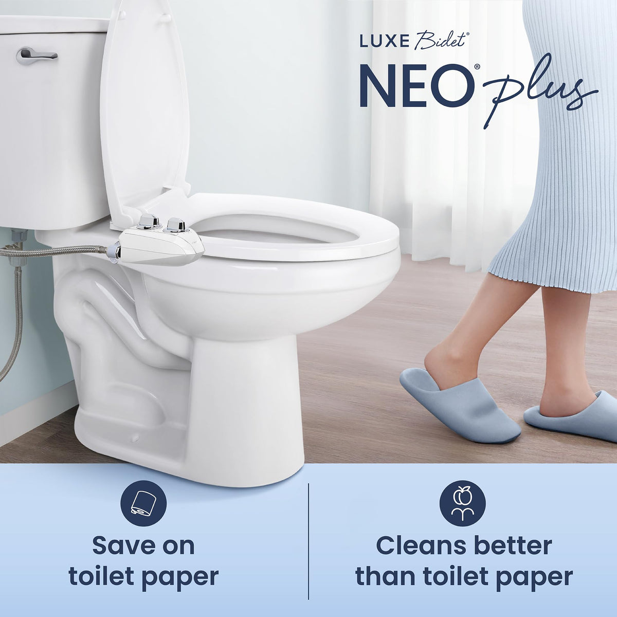 LUXE Bidet NEO 185 Plus ergonomic knobs improve water pressure control.