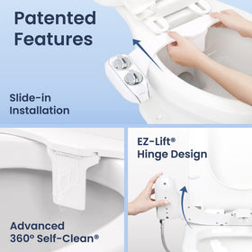 LUXE Bidet NEO 185 Plus flip-up design enables easy cleaning around the toilet.