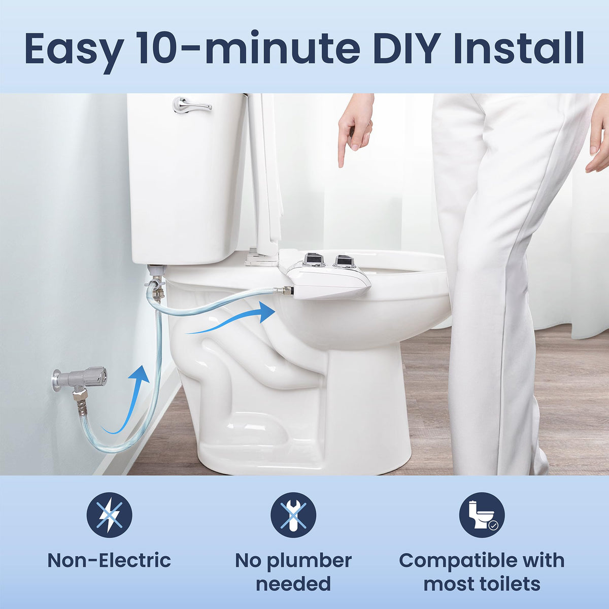 Ergonomic knobs improve water pressure control on LUXE Bidet NEO 185 Plus.