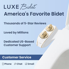 LUXE Bidet NEO 185 Plus gold finish elevates bathroom style.
