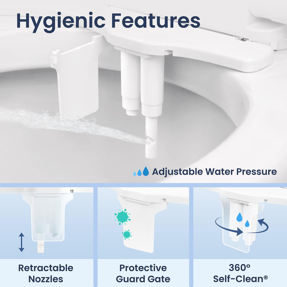 Slide-in install design on LUXE Bidet NEO 185 Plus.