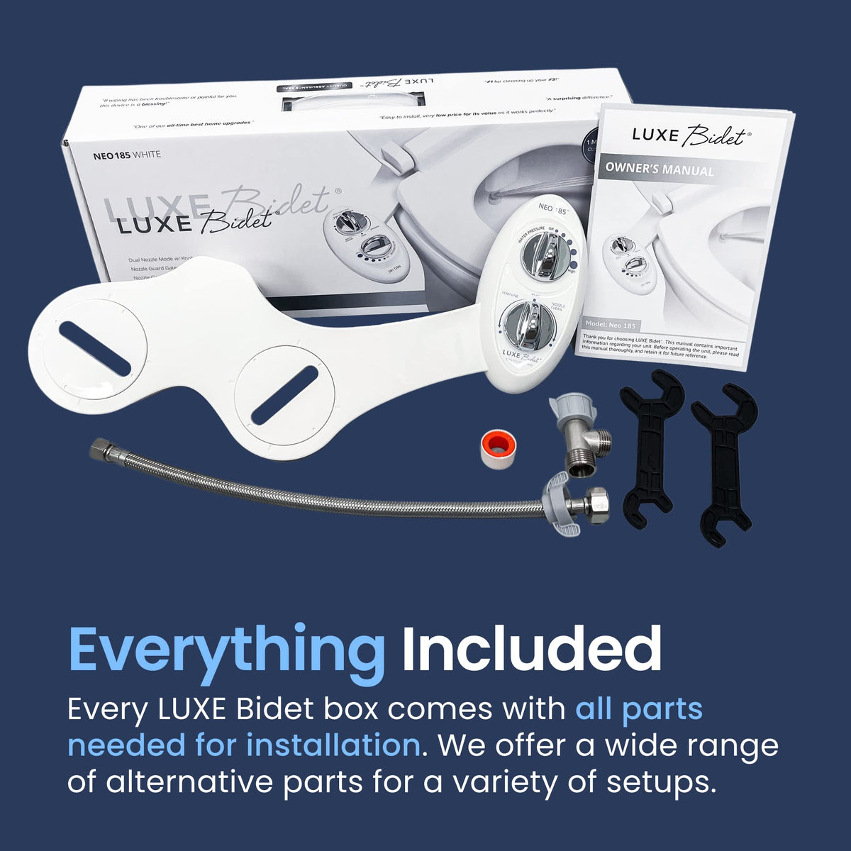 LUXE Bidet NEO 185 self-cleaning nozzle with guard gate.