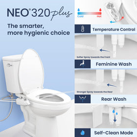 LUXE Bidet NEO 320 Plus dual nozzles for rear and feminine wash.