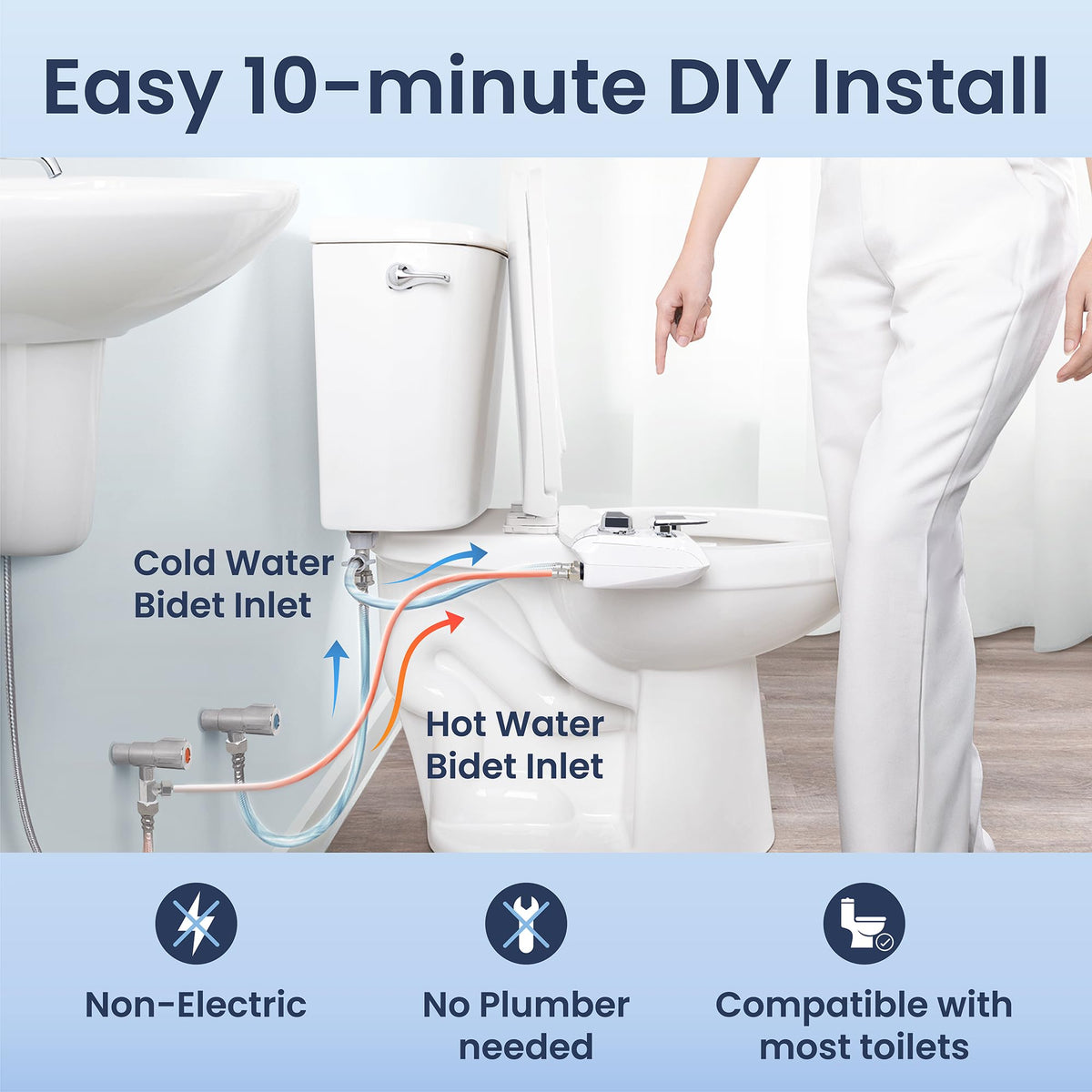 U-shaped adjustment enables precise mounting of LUXE Bidet NEO 320 Plus.