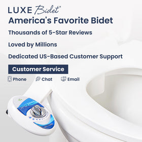 LUXE Bidet NEO 110 steel hoses highlight durable construction for daily use.