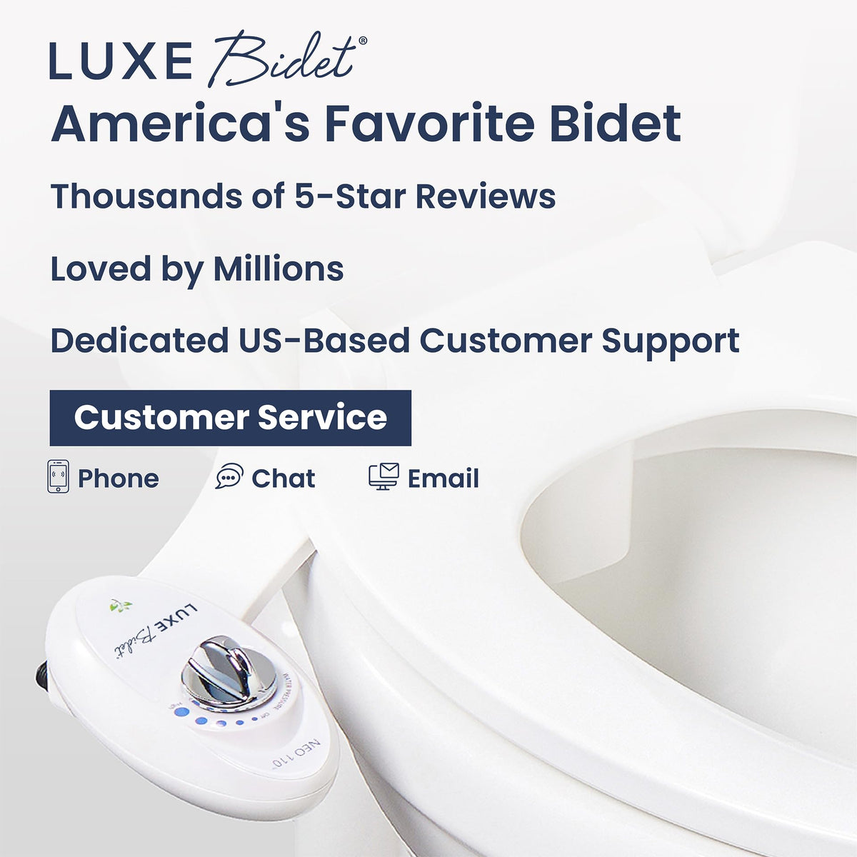 LUXE Bidet NEO 110 compatible with standard two-piece toilets