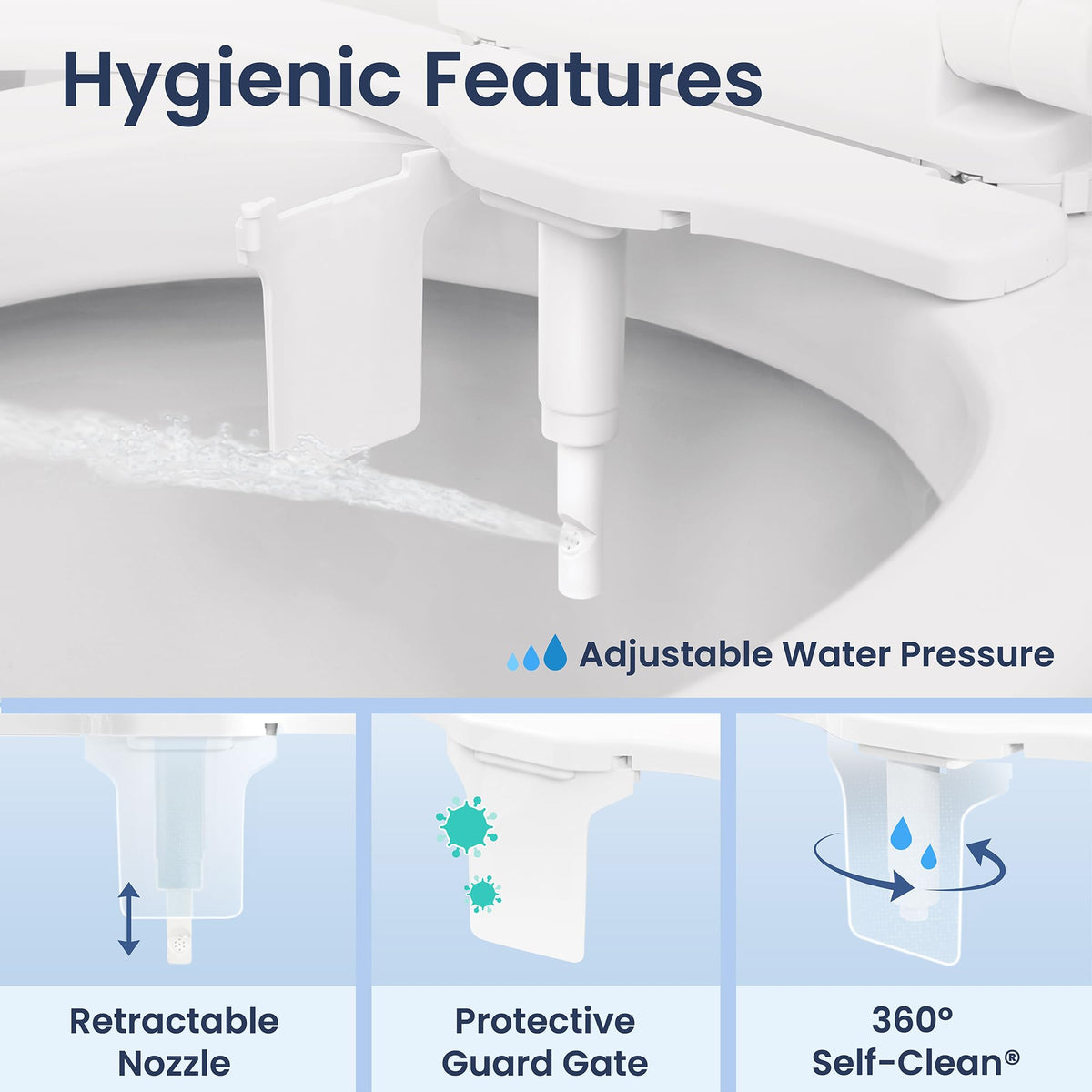 LUXE Bidet NEO 120 Plus 360° self-clean mode for thorough maintenance