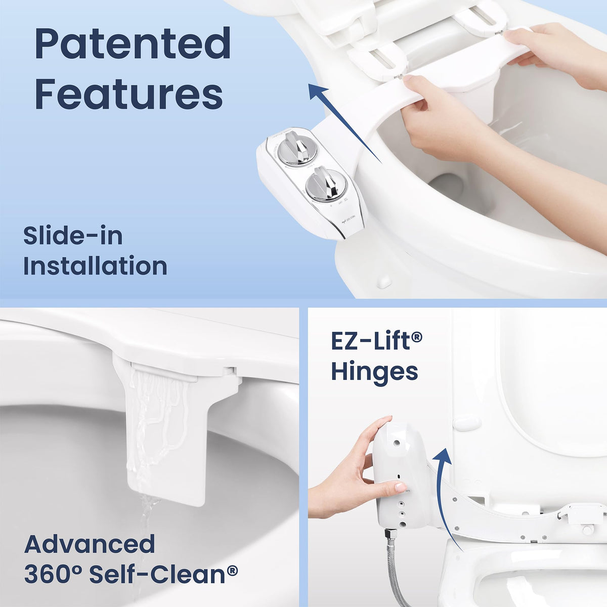 LUXE Bidet NEO 120 Plus angled nozzle for precise rear wash control