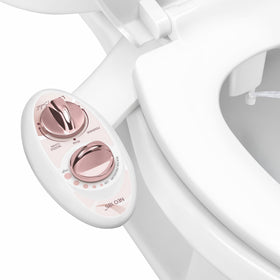 LUXE Bidet NEO 185 rose gold with dual nozzle layout for customizable cleansing.