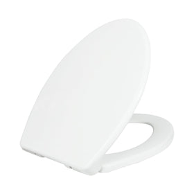 LUXE TS1008E elongated seat on toilet showing fit and clean white finish