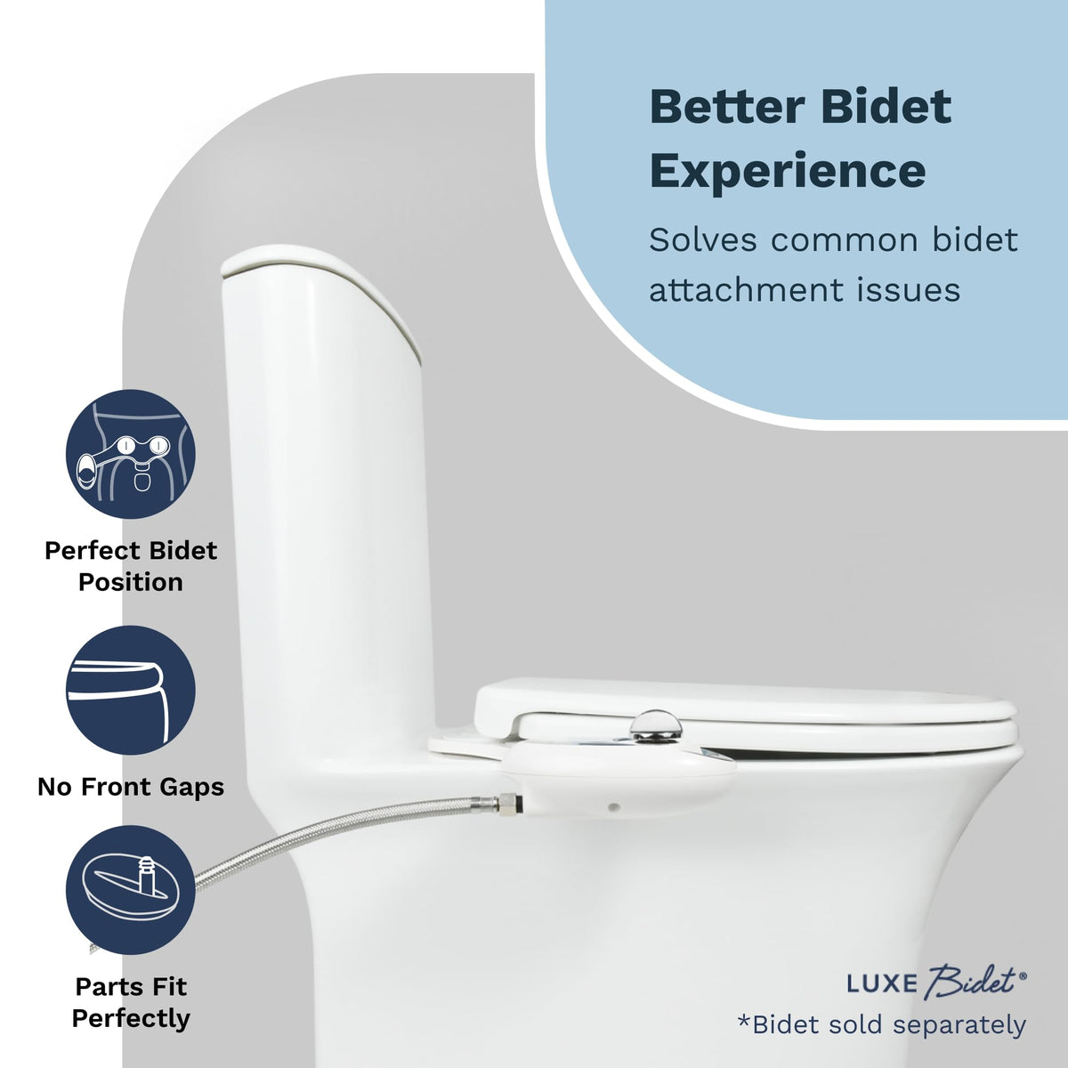 LUXE TS1008E quick-release hinges enabling easy cleaning around the seat