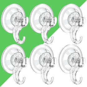 Luxear suction hooks on tiled shower wall hold towels securely.