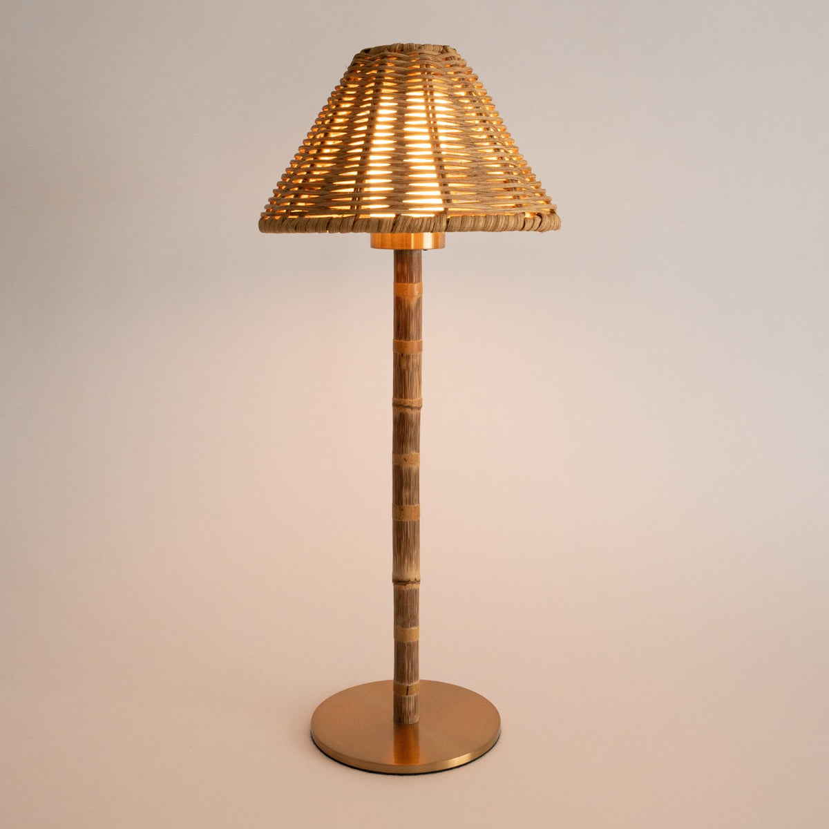 LUXELYKOS bamboo cordless lamp base offers portable elegance for any room