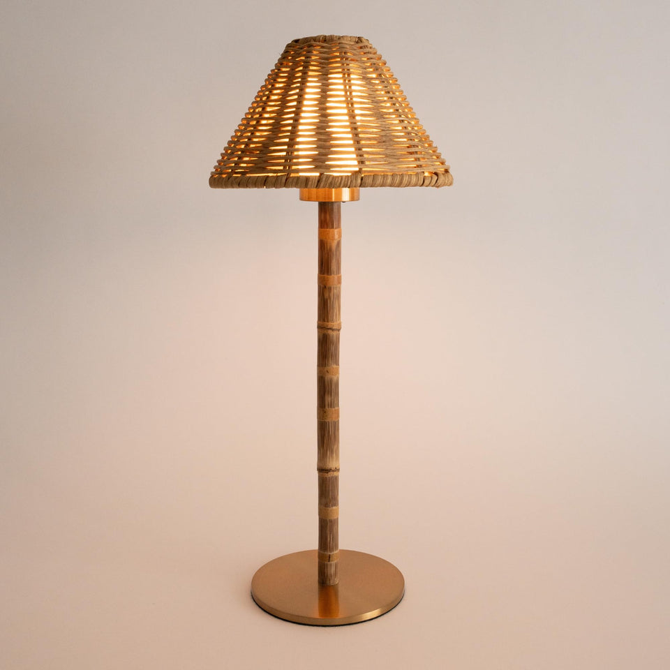 LUXELYKOS bamboo cordless lamp base offers portable elegance for any room