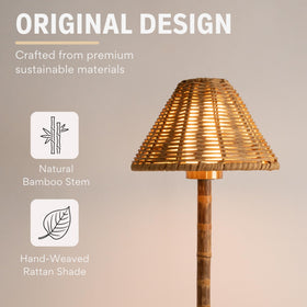 LUXELYKOS bamboo cordless lamp shade rattan highlights warm natural vibe