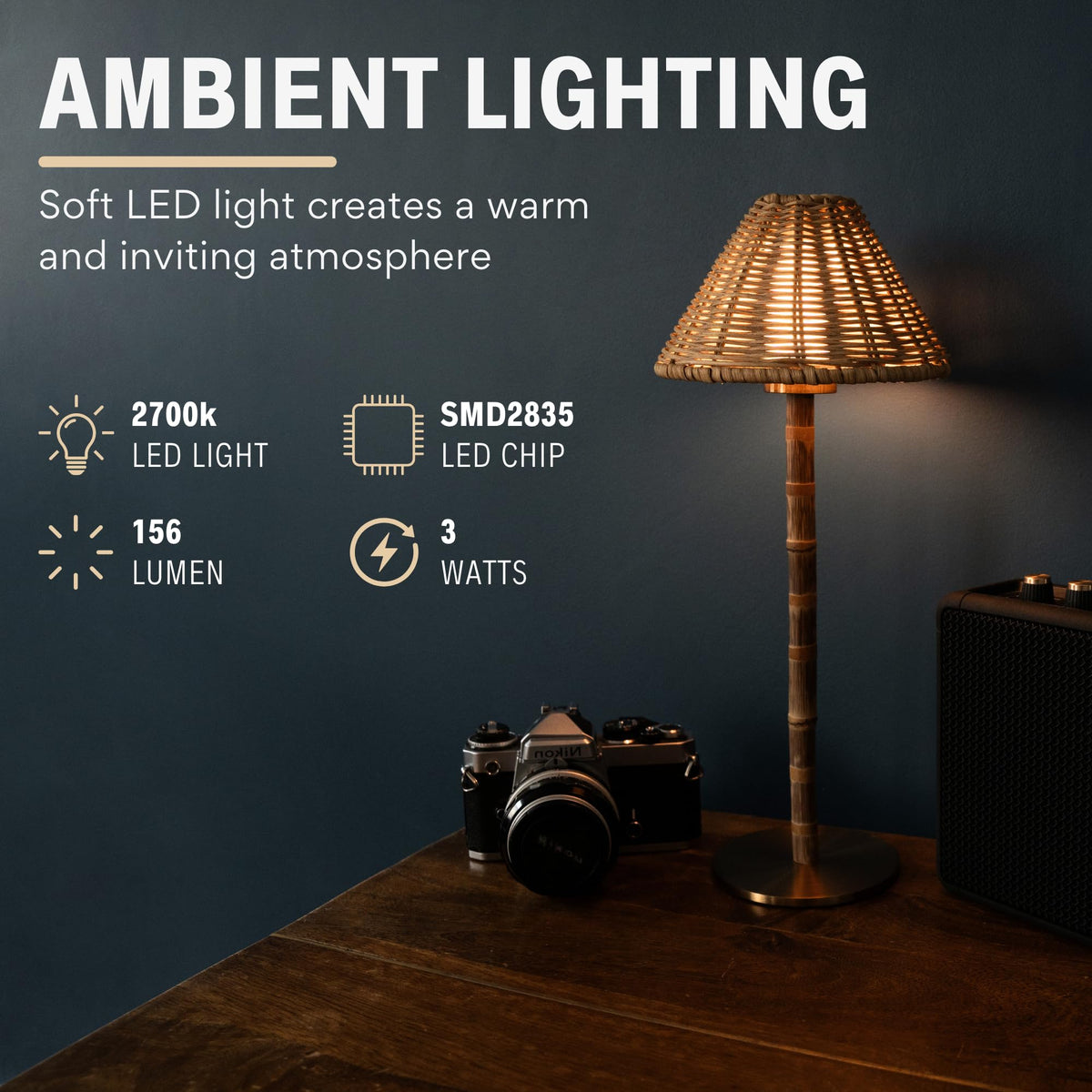 LUXELYKOS bamboo cordless lamp shade silk adds sleek modern touch for dining