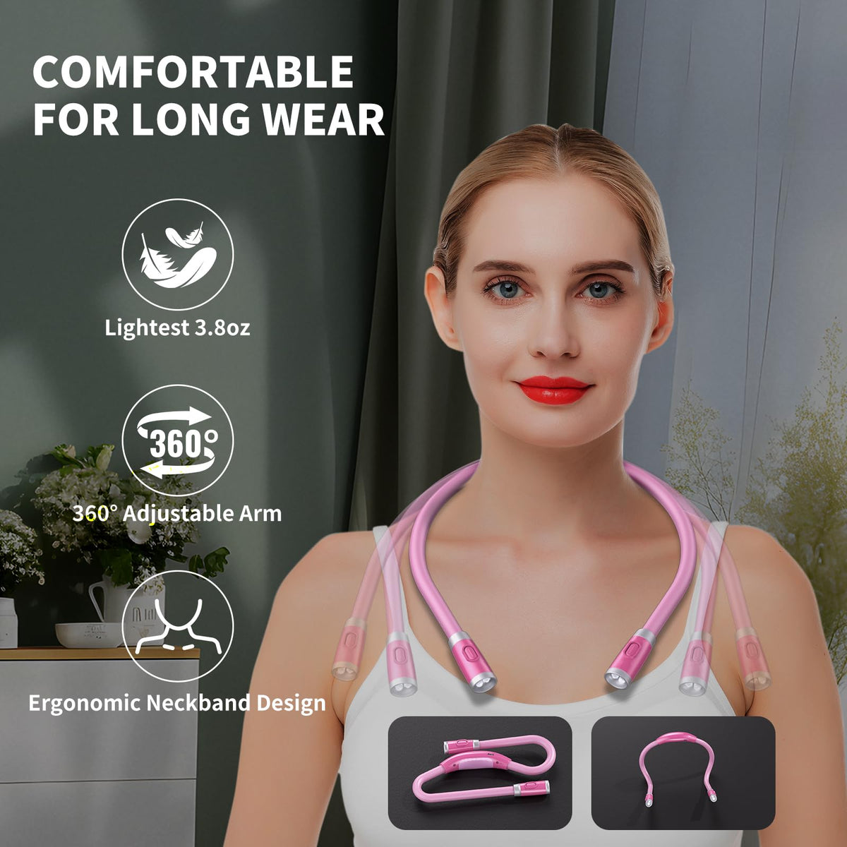 Luxjet lightweight neck light weighs 3-8 ounces for travel comfort.