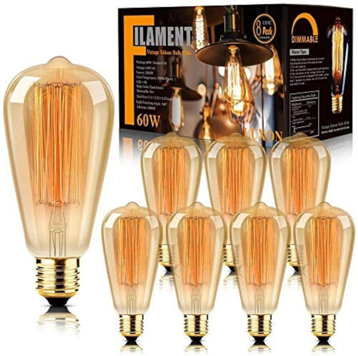 LUXON Edison bulb with amber glow, ideal for vintage-inspired living spaces