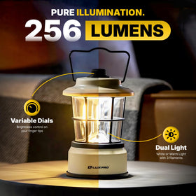 LUXPRO Retro LED Lantern delivers up to 200 hours on low mode