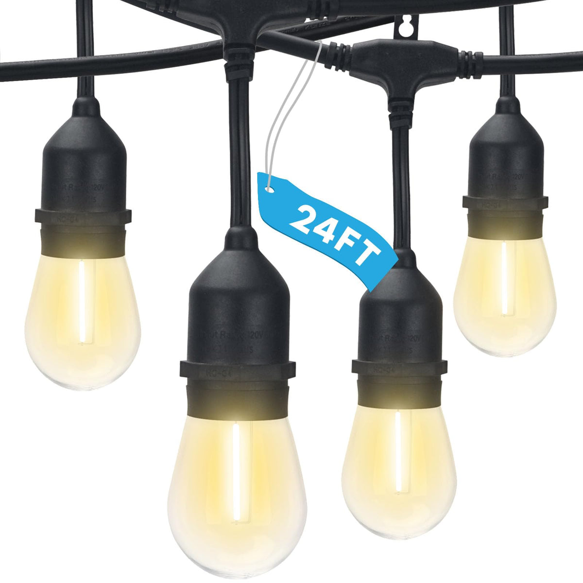 Luxrite 24ft outdoor string lights illuminate patios with a warm, inviting glow