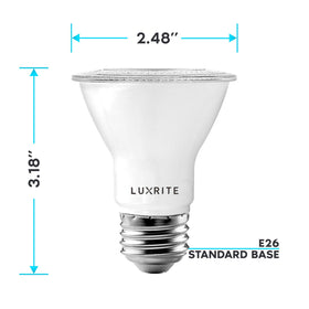 LUXRITE PAR20 LED bulbs 2700K warm white for cozy spaces.