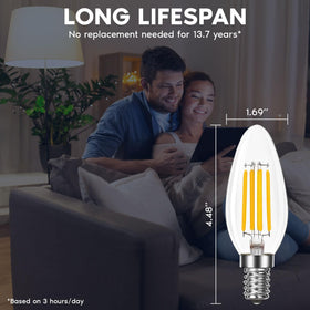 LUXRITE 75W equivalent candle bulb in bathroom vanity setting