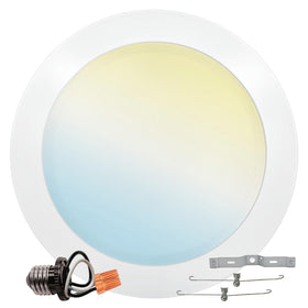 LUXRITE 8-inch LED disk light with flush-mount face for living rooms; smooth ambient brightness