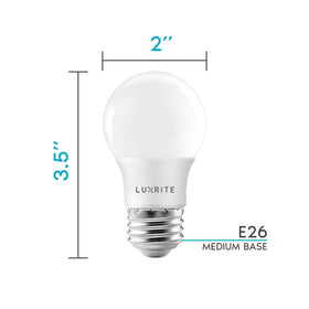 LUXRITE A15 LED bulb 600 lumens for bright, clear illumination.