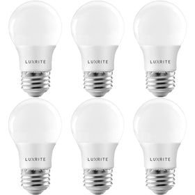 LUXRITE A15 LED bulb soft white 3000K for cozy indoor lighting.