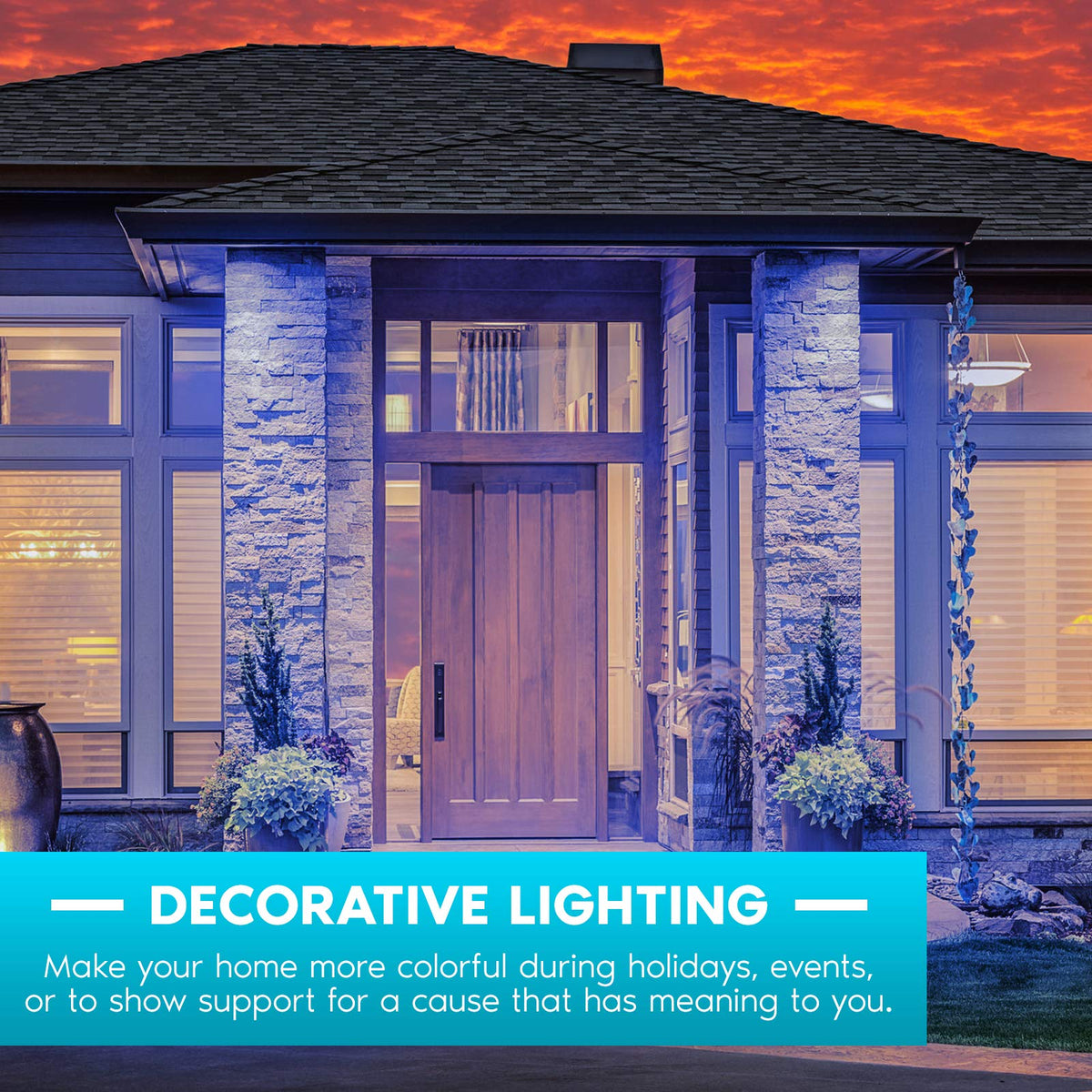 LUXRITE A19 blue bulb damp location rated for porches and patios