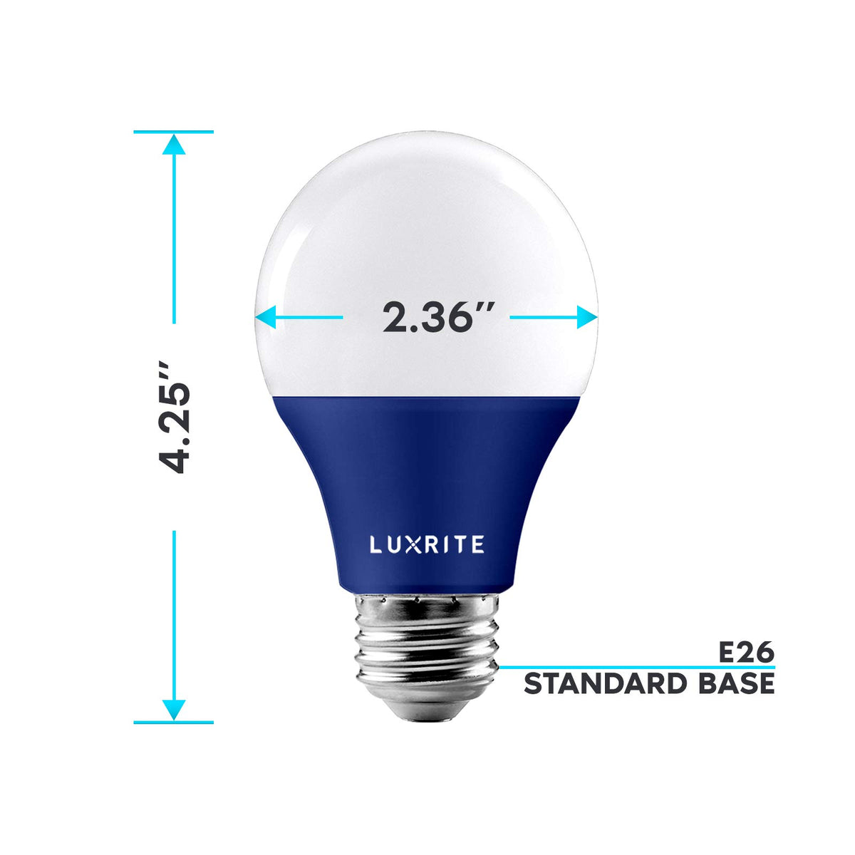 LUXRITE A19 blue bulb with E26 base for quick installation