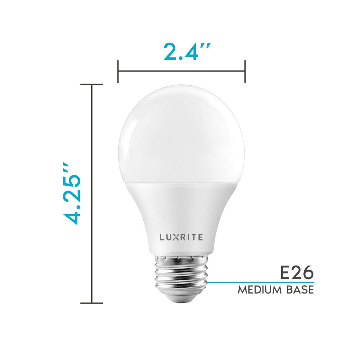 LUXRITE A19 LED bulb 25,000-hour lifetime reduces replacements