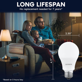 LUXRITE A19 LED bulb 120V flicker-free lighting